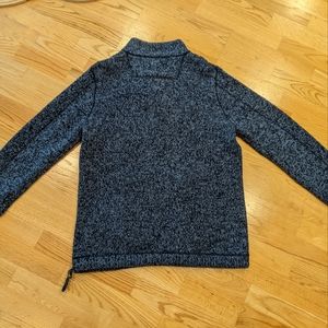 Large blue LL Bean Raglan 1/4 zip lamb's wool sweater.